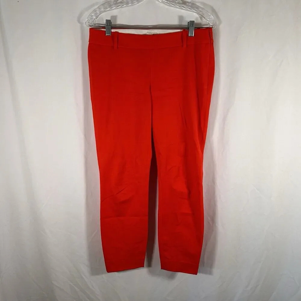 J. Crew Pants Women's 4 Red Stretch Minnie Side Zip Hook Eye Cotton Dry Clean